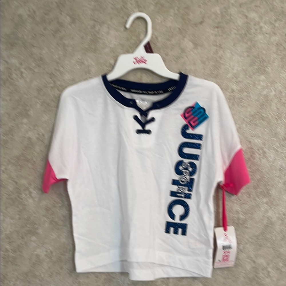 NWT JUSTICE Sport Lace Up Tee for kids. Size 7/8